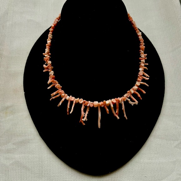 Vintage Jewelry - Genuine Angel Skin Coral Choker Necklace - Vintage Delicate Branch Salmon Coral